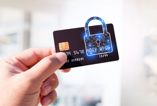 credit card with image of lock graphic representing card and mobile issuing